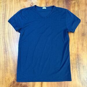 Zimmerli Men's Shirt L V neck Cotton Modal Lightweight Navy Switzerland OO8